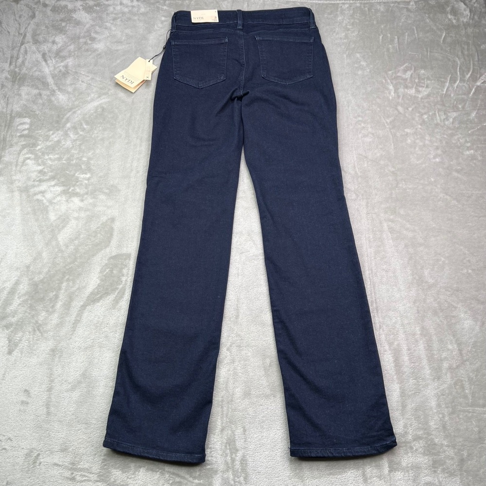 NYDJ Marilyn Straight Jeans Womens 4 Dark Blue Rinse Stretch Lift Tuck Denim New - Picture 3 of 15